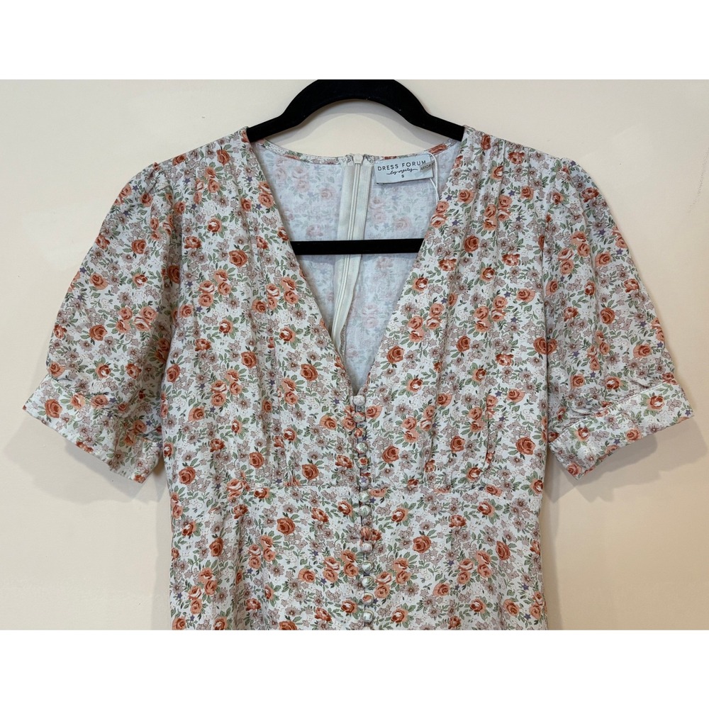 Bohme Dress Forum Midi Dress Womens Small Floral Linen Blend High Low Button Up - Picture 10 of 12